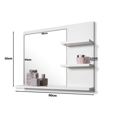 Domtech Basic lustro łazienkowe 60x50 cm z półkami prawe białe 5R-MTIL-ALOY