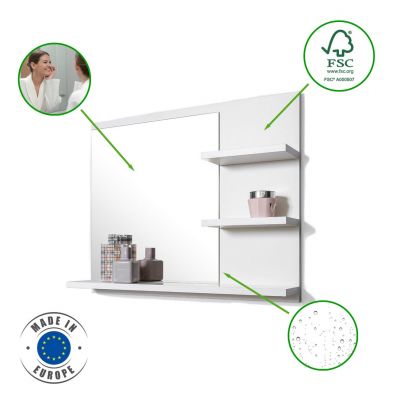 Domtech Basic lustro łazienkowe 60x50 cm z półkami prawe białe 5R-MTIL-ALOY