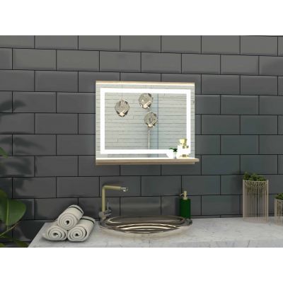 Domtech LED_in lustro łazienkowe 60x50 cm z oświetleniem dąb sonoma LEDin.50x60.1P.DAB