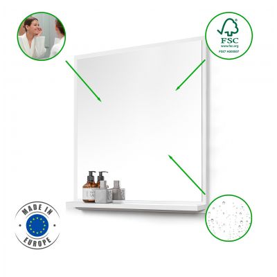 Domtech Basic lustro łazienkowe 70x60 cm z półką biały LU_60X70_B_1P