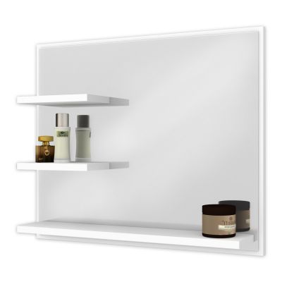 Domtech Lux lustro łazienkowe 60x50 cm z półkami lewe biały LUX.3P.L.50x60.BIA