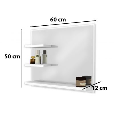 Domtech Lux lustro łazienkowe 60x50 cm z półkami lewe biały LUX.3P.L.50x60.BIA