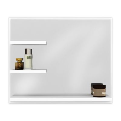 Domtech Lux lustro łazienkowe 60x50 cm z półkami lewe biały LUX.3P.L.50x60.BIA