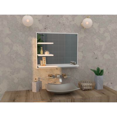 Domtech Lux lustro łazienkowe 60x50 cm z półkami lewe biały LUX.3P.L.50x60.BIA