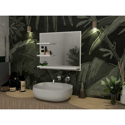Domtech Lux lustro łazienkowe 60x50 cm z półkami lewe biały LUX.3P.L.50x60.BIA