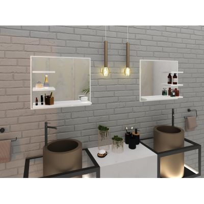 Domtech Lux lustro łazienkowe 60x50 cm z półkami lewe biały LUX.3P.L.50x60.BIA