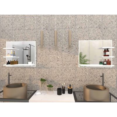 Domtech Lux lustro łazienkowe 60x50 cm z półkami lewe biały LUX.3P.L.50x60.BIA