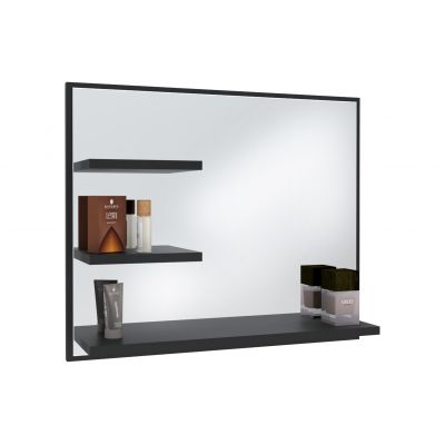 Domtech Lux lustro łazienkowe 60x50 cm z półkami lewe czarny LUX.3P.L.50x60.CZA