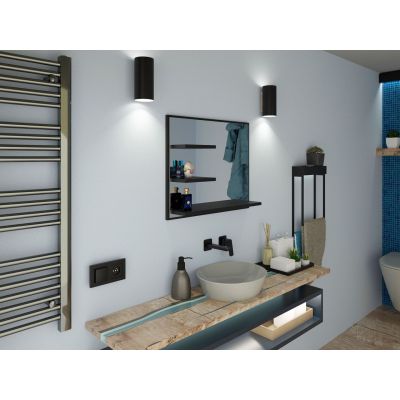 Domtech Lux lustro łazienkowe 60x50 cm z półkami lewe czarny LUX.3P.L.50x60.CZA