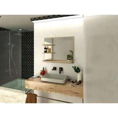 Domtech Lux lustro łazienkowe 60x50 cm z półką prawe dąb sonoma LUX.3P.P.50x60.DAB