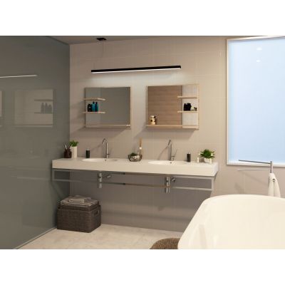 Domtech Lux lustro łazienkowe 60x50 cm z półką prawe dąb sonoma LUX.3P.P.50x60.DAB