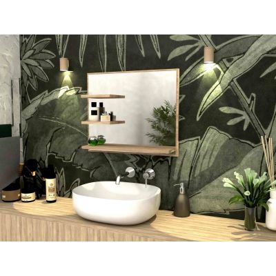 Domtech Lux lustro łazienkowe 60x50 cm z półką prawe dąb sonoma LUX.3P.P.50x60.DAB