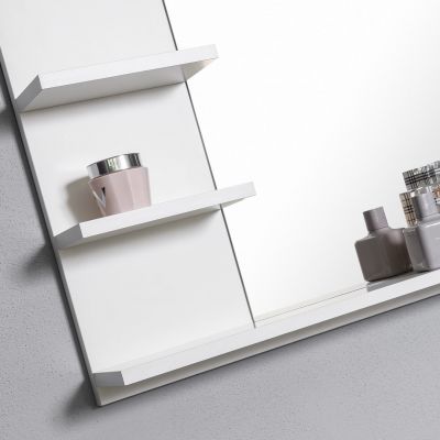 Domtech Basic lustro łazienkowe 60x50 cm z półkami lewe biały YB-PNNR-I5ZI