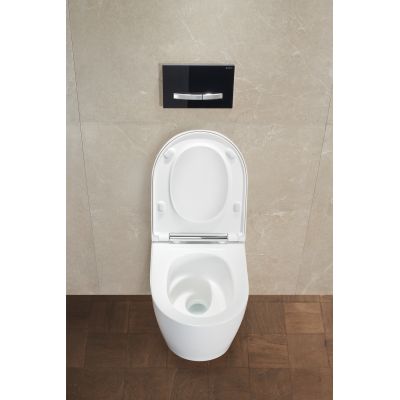 Geberit One miska WC wisząca bez kołnierza spłukiwanie wirowe z deską wolnoopadającą biały 500.201.01.1