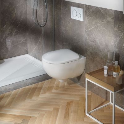 Geberit Selnova Premium zestaw miska z deską wisząca bez kołnierza biały połysk 501.991.00.1