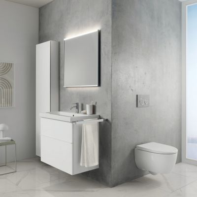 Geberit iCon miska WC z deską wolnoopadającą wisząca bez kołnierza spłukiwanie wirowe biały połysk 503.046.00.1