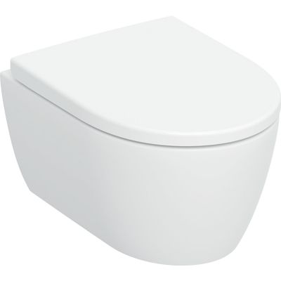 Geberit iCon zestaw miska z deską wisząca bez kołnierza spłukiwanie wirowe biały połysk 503.048.00.1