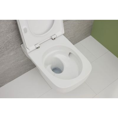Geberit Selnova Square miska WC wisząca bez kołnierza ze spłukiwaniem wirowym biały połysk 503.153.00.1