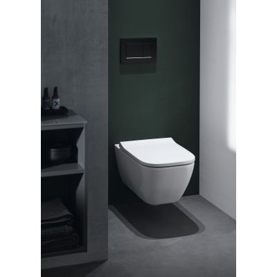 Geberit Smyle Square miska WC z deską wolnoopadającą wisząca bez kołnierza ze spłukiwaniem wirowym biały połysk 503.171.00.1