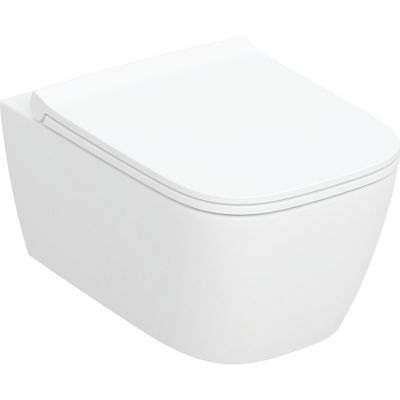 Geberit Smyle Square miska WC z deską wolnoopadającą wisząca bez kołnierza ze spłukiwaniem wirowym biały połysk 503.171.00.1