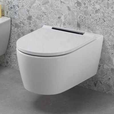 Geberit One miska WC z deską wolnoopadającą wisząca bez kołnierza spłukiwanie wirowe biały mat 500.202.JT.1