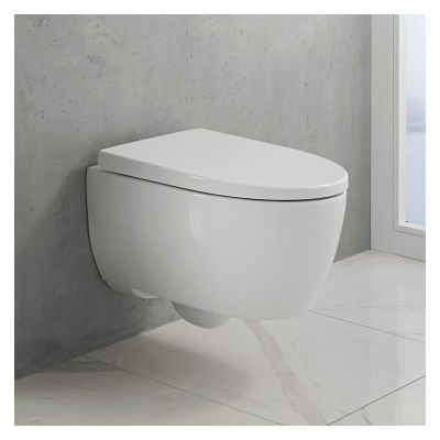 Geberit iCon miska WC z deską wolnoopadającą stelażem wspornikami i uszczelką wygłuszającą biały połysk (503048008, 111003002, 111815001, 156050001)