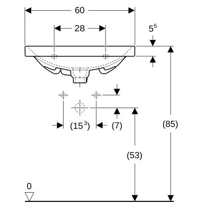 Geberit Acanto umywalka 60x42 cm prostokątna ścienna-meblowa-wpuszczana biała 500.631.01.2