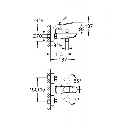 Grohe Dice bateria wannowo-prysznicowa ścienna czarny mat 1018722430