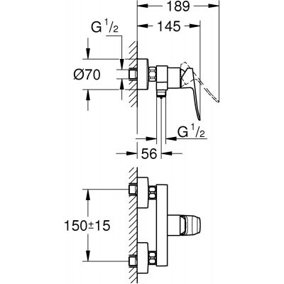 Grohe Dice bateria prysznicowa ścienna czarny mat 1018742430