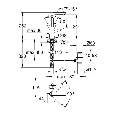 Grohe Lineare bateria umywalkowa stojąca Brushed Hard Graphite 23296AL1