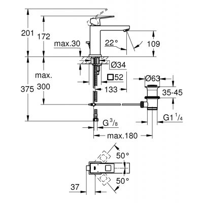 Grohe Eurocube bateria umywalkowa stojąca chrom 23445000