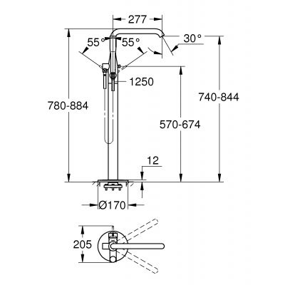 Grohe Essence bateria wannowo-prysznicowa wolnostojąca stal nierdzewna 23491DC1