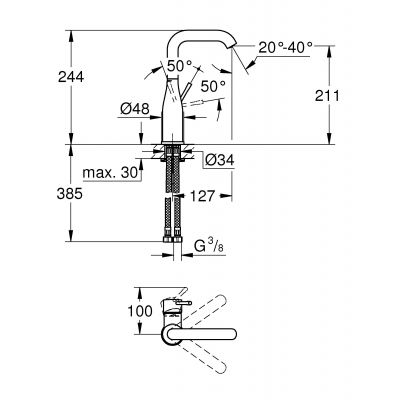 Grohe Essence bateria umywalkowa stojąca StarLight Chrome 23541001