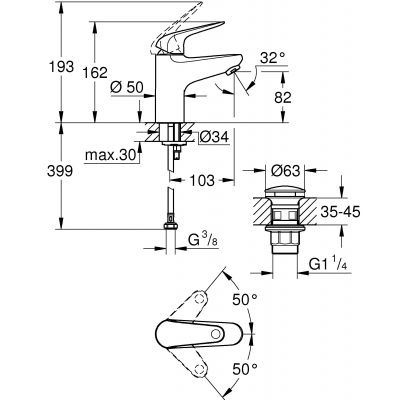 Grohe Swift bateria umywalkowa stojąca StarLight Chrome 24318001