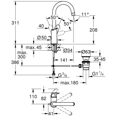 Grohe Swift bateria umywalkowa stojąca StarLight Chrome 24330001