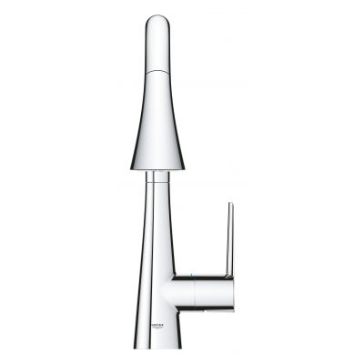 Zestaw Grohe K700 zlewozmywak 56x51 cm czarny granit z baterią kuchenną Zedra chrom (31651AP0, 32294002)