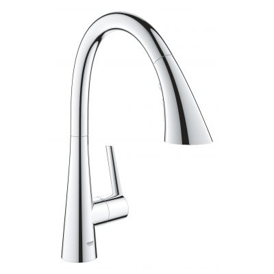 Zestaw Grohe K700 zlewozmywak 56x51 cm czarny granit z baterią kuchenną Zedra chrom (31651AP0, 32294002)