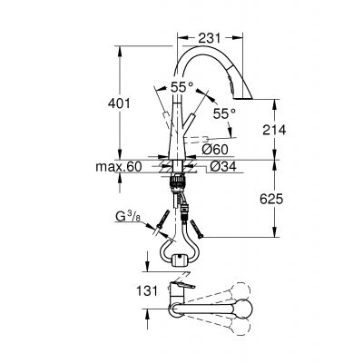 Grohe Zedra bateria kuchenna stojąca stal nierdzewna 32294DC2