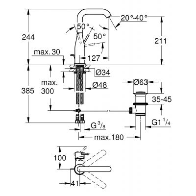 Grohe Essence bateria umywalkowa stojąca cool sunrise 32628GL1