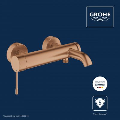 Grohe Essence bateria wannowo-prysznicowa ścienna Brushed Warm Sunset 33624DL1