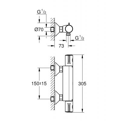 Zestaw Grohe Grohtherm 800 bateria prysznicowa termostatyczna z zestawem prysznicowym Vitalio SmartActive 130 Cube chrom (34558000, 26596000)