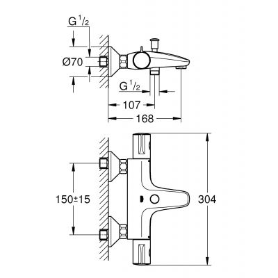 Grohe Grohtherm 800 bateria wannowo-prysznicowa ścienna termostatyczna chrom 34567000