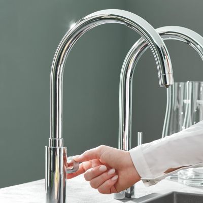 Zestaw Grohe K400 zlewozmywak 78x50 cm czarny granit z baterią kuchenną Grohe Concetto chrom (31639AP0, 31483002)