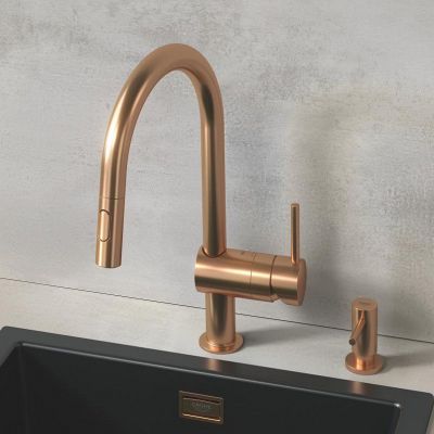 Zestaw Grohe K700U zlewozmywak stalowy 55x45 cm z baterią Grohe Minta brushed warm sunset (31574DL1, 32321DL2)