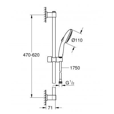 Grohe  Vitalio Start 100 zestaw prysznicowy ścienny czarny mat 1062052431