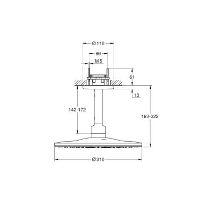 Grohe Rainshower deszczownica z ramieniem 31x31 cm okrągła Brushed Hard Graphite 26477AL0