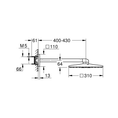 Grohe Rainshower 310 SmartActive Cube deszczownica 31 cm kwadratowa z ramieniem ściennym brushed cool sunrise 26479GN0