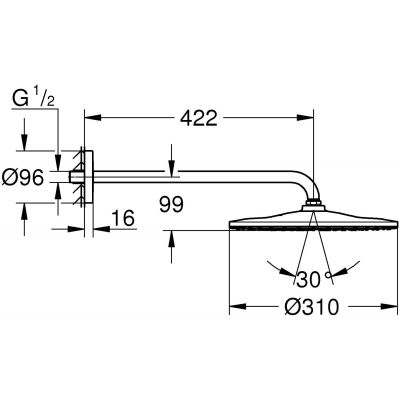Grohe Rainshower Mono 310 deszczownica 31 cm okrągła z ramieniem ściennym chrom 26558000