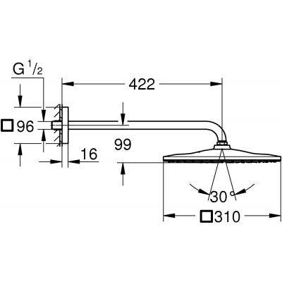 Grohe Grohtherm SmartControl zestaw prysznicowy podtynkowy termostatyczny z deszczownicą chrom (29124000, 35600000, 26405000, 26564000)