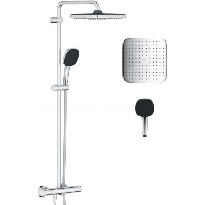 Grohe Vitalio Comfort zestaw prysznicowy ścienny termostatyczny z deszczownicą StarLight Chrome 26696001